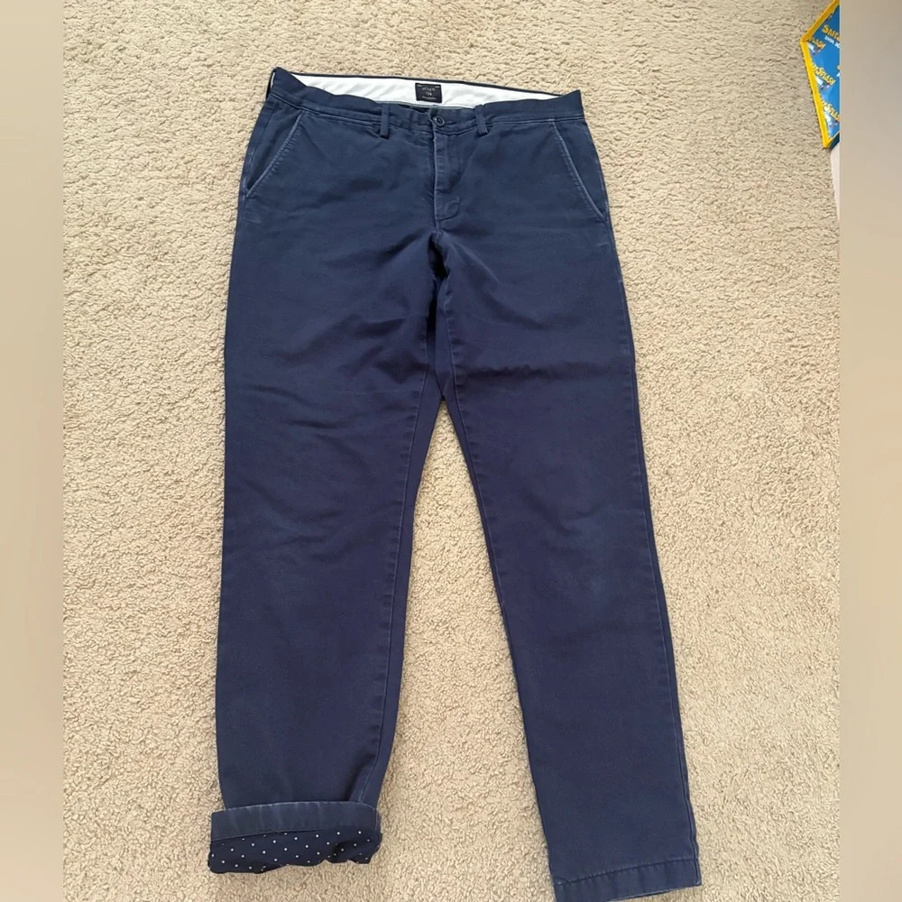 J. Crew Men's 770 flannel lined Navy Blue Pants - Picture 2 of 5